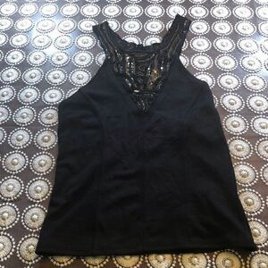 Silence + Noise Black Beaded/Sequined Tank